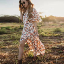 Load image into Gallery viewer, 2019 Spring summer 1/2 sleeves polyester lady long beach boho floral dress
