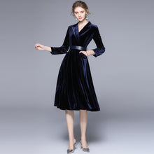 Load image into Gallery viewer, Autumn Winter Velvet Windbreaker Long Sleeve Velour Tie Elegant Formal Dress
