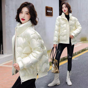 Woman Autumn Winter Wash Free Thick Short Padded Puffy Coat