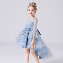 画像をギャラリービューアに読み込む, 110-160cm 女の子用ベルスリーブ ロングトレイン レッド プリンセス イベント パフォーマンス ドレス
