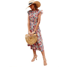 Load image into Gallery viewer, Ruffle High Waist Elegant Midi Floral Holiday Casual Dress
