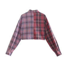 Load image into Gallery viewer, 2022 Autumn New Design Contrast Plaid Crop Shirt
