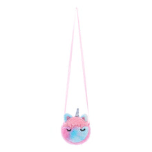 Charger l&#39;image dans la galerie, Kids Cute Coin Purse Kindergarten Girls Cartoon Plush Unicorn Round Sling Bag
