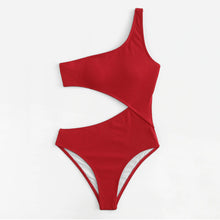 Load image into Gallery viewer, sexy women&#39;s one-shoulder one-piece ladies swimwear custom bikini set
