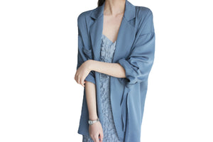 Cloud Seersucker Spaghetti Adjustable Strap Chic Casual Dress