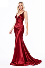 Load image into Gallery viewer, Slim Gold Backless Mermaid Long Spaghetti Strap Evening Dress
