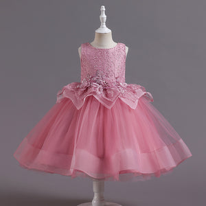 100-150cm 2022 Summer New Design Lace Tulle Puffy Fancy Dress Children's Day Performance Dress