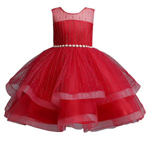 100-150cm Children Girls Sleeveless High End Puffy Tulle Short Flower Girl Dress