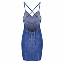 Laden Sie das Bild in den Galerie-Viewer, Sexy Spaghetti Backless Denim Bodycon Mini Dress
