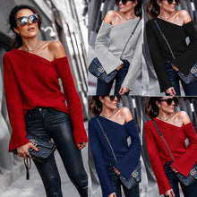 Load image into Gallery viewer, Hot Sale Autumn Fashion Long Sleeve Asymmetrical One Shoulder Rib T shirt
