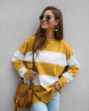 Laden Sie das Bild in den Galerie-Viewer, pullover round neck long sleeve casual stripped woman sweater winter
