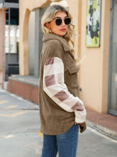 Load image into Gallery viewer, Spring Autumn Woman Faux Sherpa Plush Spliced Flannel Plaid Shirt
