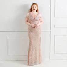 Load image into Gallery viewer, 3XL/4XL Long Sequin Plus Size Performance Banquet Evening Dress
