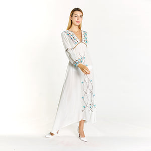 floor length long lantern sleeves ethnic dress