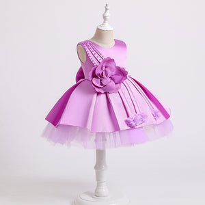 70-100cm 女児用 生後1ヶ月 1歳 誕生日パーティードレス ウェディング フラワーガールドレス プリンセス パフィー ティアードドレス