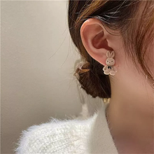 Load image into Gallery viewer, S925 Silver Needle Winter Autumn Cute Flocking Cute Animal Hare Small Stud Earrings
