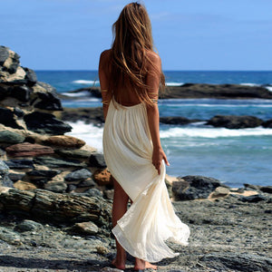 Halter neck split maxi backless dress