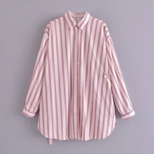 Load image into Gallery viewer, 2022 Autumn New Design Pink Striped Midi Shirt
