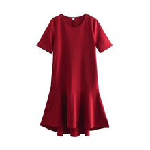 Load image into Gallery viewer, Two Colorway Mermaid Hem Round Neck Solid Casual Dress
