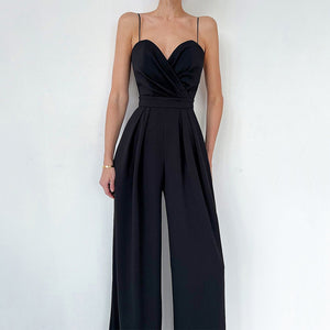 Spaghetti Wide Leg Pleated Jumpsuit