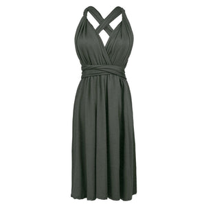 Multiway Wearing Method Tied Bandage Flare Plus Size Bridesmaid Evening Dress