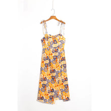 Load image into Gallery viewer, Printed Floral Spaghetti Side Slit Asymmetrical Midi Casual Dress
