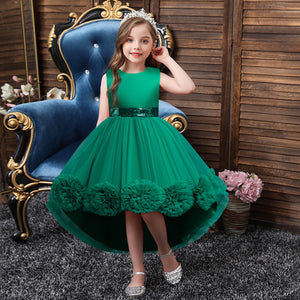 100-150cm Children Event Dresses Princess Train Flower Girl Dress Piano Performance Puffy Dress