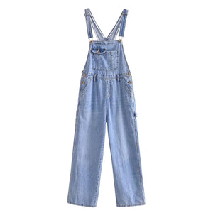 Denim Suspender Trousers High Waist Overalls Jumpsuit