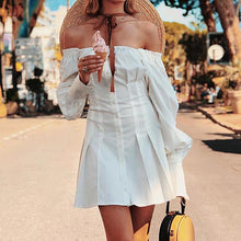 Load image into Gallery viewer, Long Sleeve Puff Sleeve Off Shoulder Slim Sweet Short Casual Dress
