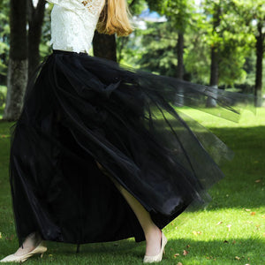 High Slit Asymmetrical Floor Length Long Puffy Tulle Skirt