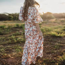 Load image into Gallery viewer, 2019 Spring summer 1/2 sleeves polyester lady long beach boho floral dress
