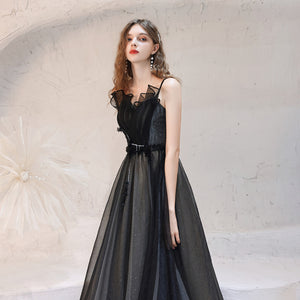 Elegant Black Annual Office Party Banquet Celebrity Pleated Simple Slim Performance Evening Dress