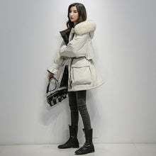 画像をギャラリービューアに読み込む, 女性用フード付きオーバーサイズパーカーファーカラーポリエステルダウンパフィーコート
