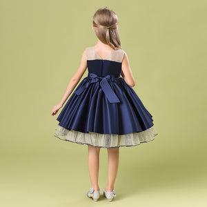 110-160cm 女の子用フォーマルイベントドレス ビーズ付きゴールドチュール パフィープリンセスドレス