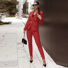 Load image into Gallery viewer, 2022 Autumn Winter New Design Ladies Casual Proffessional OL Elegant Blazer Pants Two Piece Set Suit

