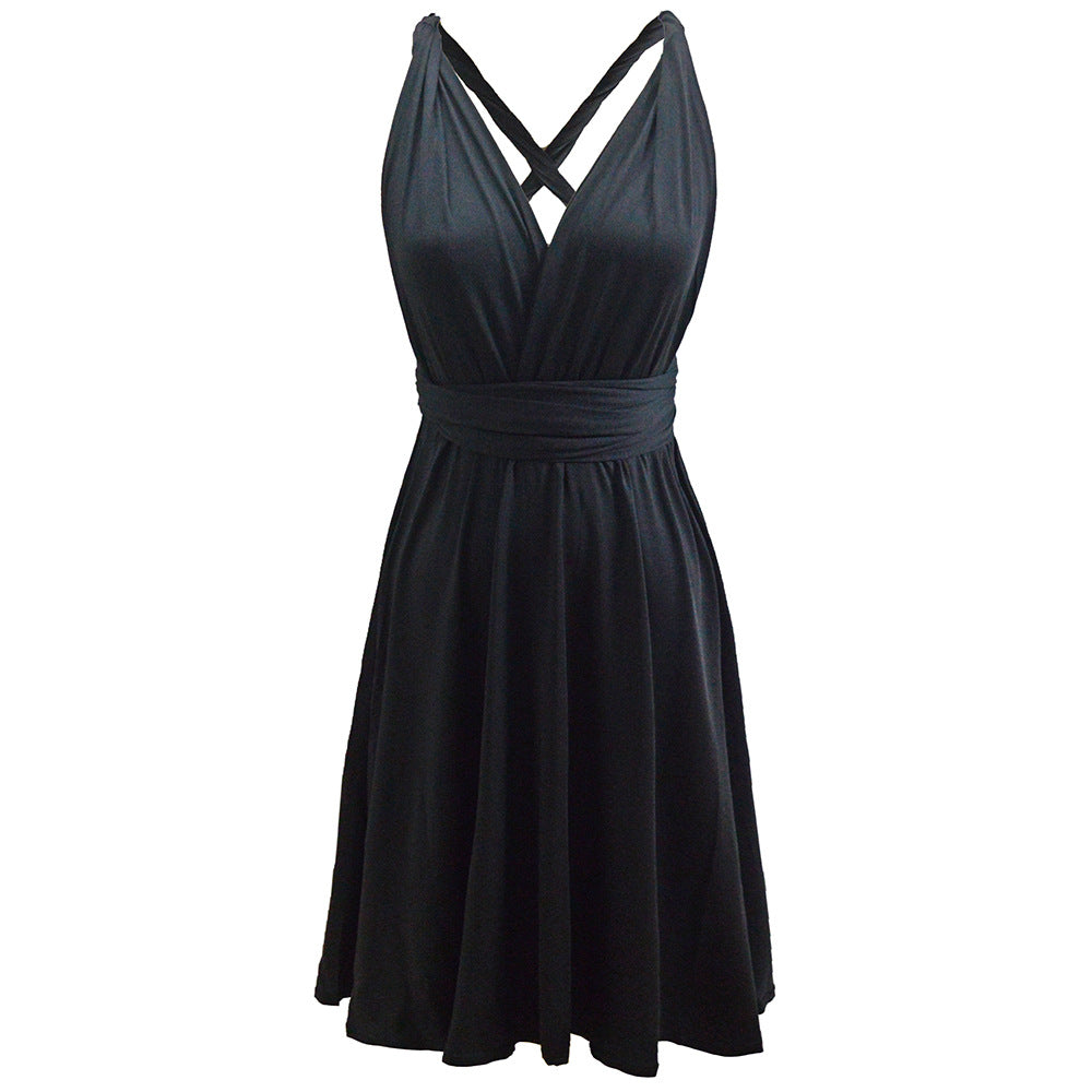 Multiway Wearing Method Tied Bandage Flare Plus Size Bridesmaid Evening Dress
