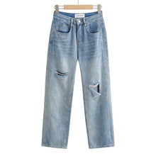Load image into Gallery viewer, 2022 Autumn New Design Denim Pants High Waist Destressed Wide Leg Straight Jeans
