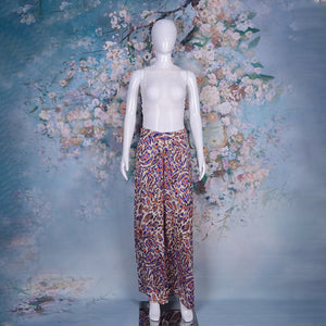 Ladies Floral Leopard Printed Wide Leg Casual Trousers Beachwear Pants