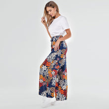 Laden Sie das Bild in den Galerie-Viewer, Loose boho style floral print bandaged summer holiday wear women trousers lady long casual pants
