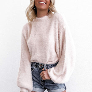 White Fuzzy Casual Sweater