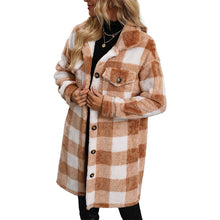 Load image into Gallery viewer, Women Autumn Winter New Design Casual Faux Shearling Midi Long Plaid Shirt Coats
