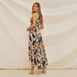 Hot selling Amazon summer sleeveless casual maxi dress floral print