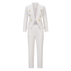 2022 Autumn Winter New Design Ladies Casual Proffessional OL Elegant Blazer Pants Two Piece Set Suit