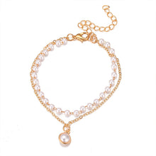 Load image into Gallery viewer, Vintage Double Layers Alloy Pearl Chain Sweetheart Bracelet
