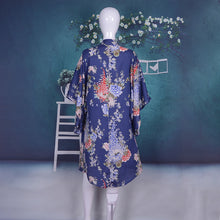 Load image into Gallery viewer, Long Printed Floral Dot Quarter Sleeve Kimono Beachwear Cover Up
