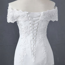 Load image into Gallery viewer, French Style Lace Train Middle Waist Mermaid Bridal Wedding Dress
