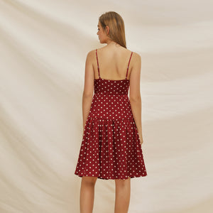 New Fashion Sexy Sling Backless Summer Polka Dot Dress Women Short Mini Dress