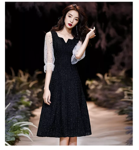 2021 Autumn New Design Half Sleeve Contrast Slim A Line Party Day Dress