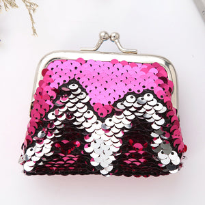 Kids 3 Inch Sequin Clip Change Earphone USB Cable Storage Mini Bag