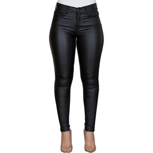 2022 Autumn Winter Women Sexy Solid Casual Skinny PU Pants